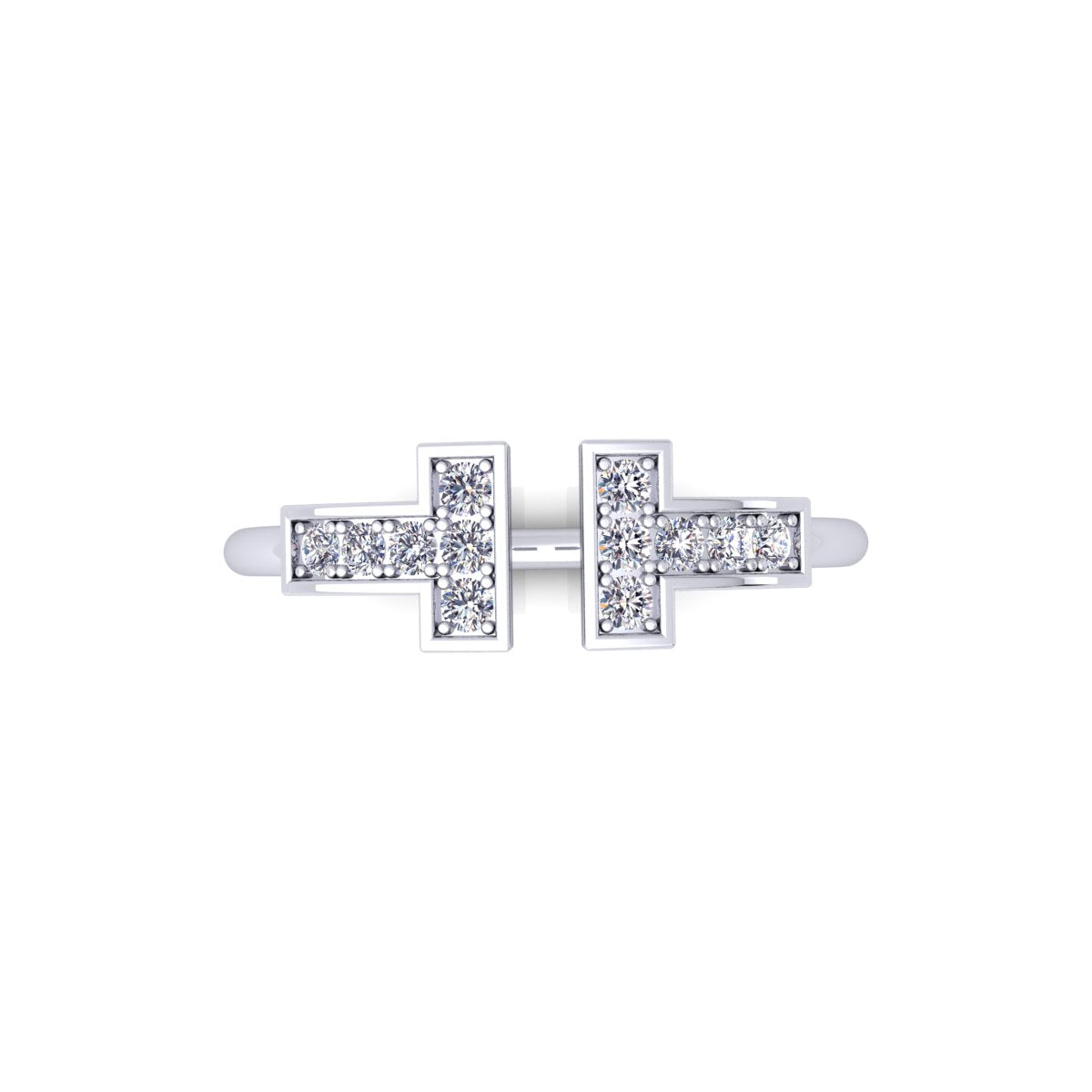 Lab Grown Diamond T Bar 14K White Gold Wedding Band