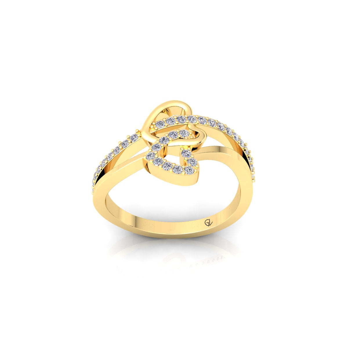 Lab Grown Diamond Heart Shape Split Shank 14K White Gold Wedding Ring