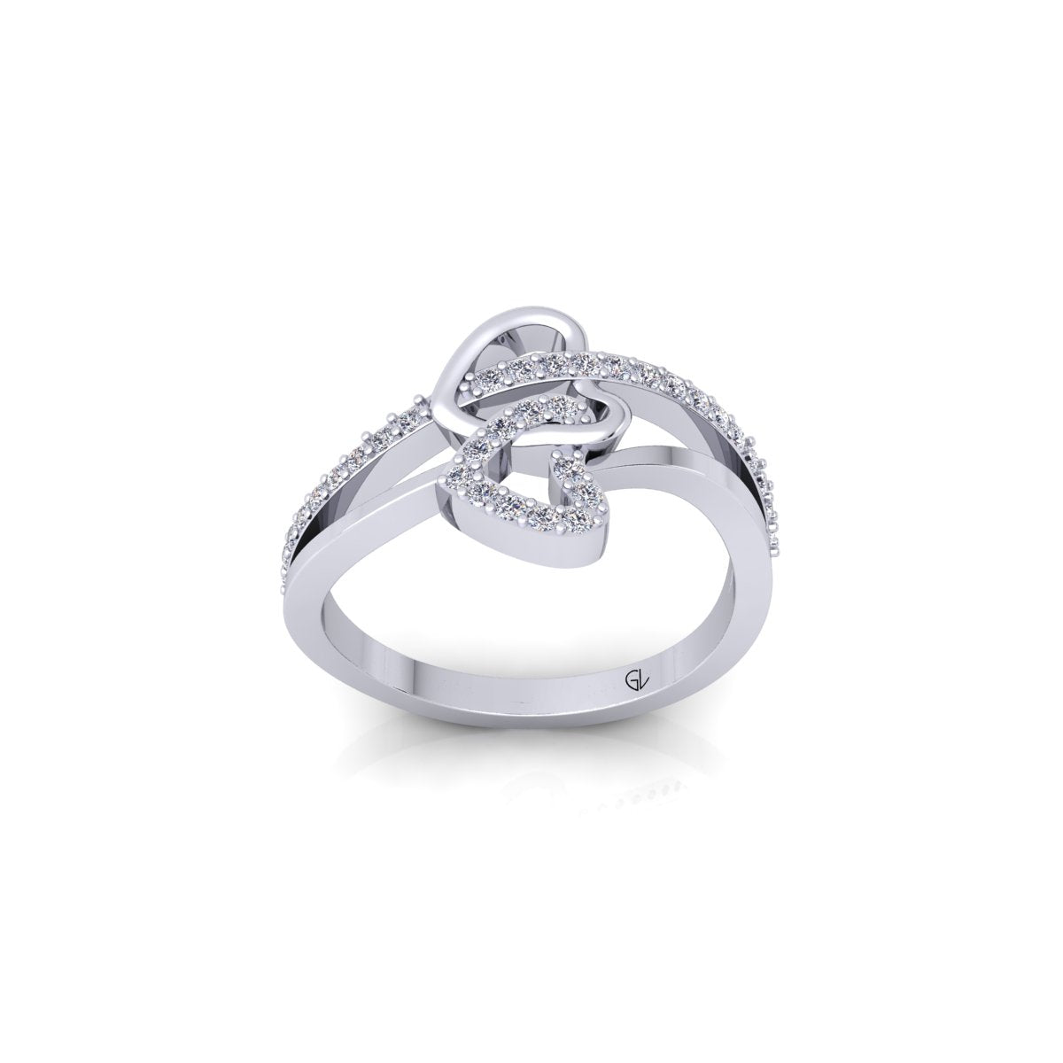 Lab Grown Diamond Heart Shape Split Shank 14K White Gold Wedding Ring