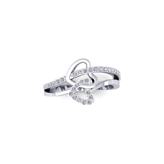 Lab Grown Diamond Heart Shape Split Shank 14K White Gold Wedding Ring