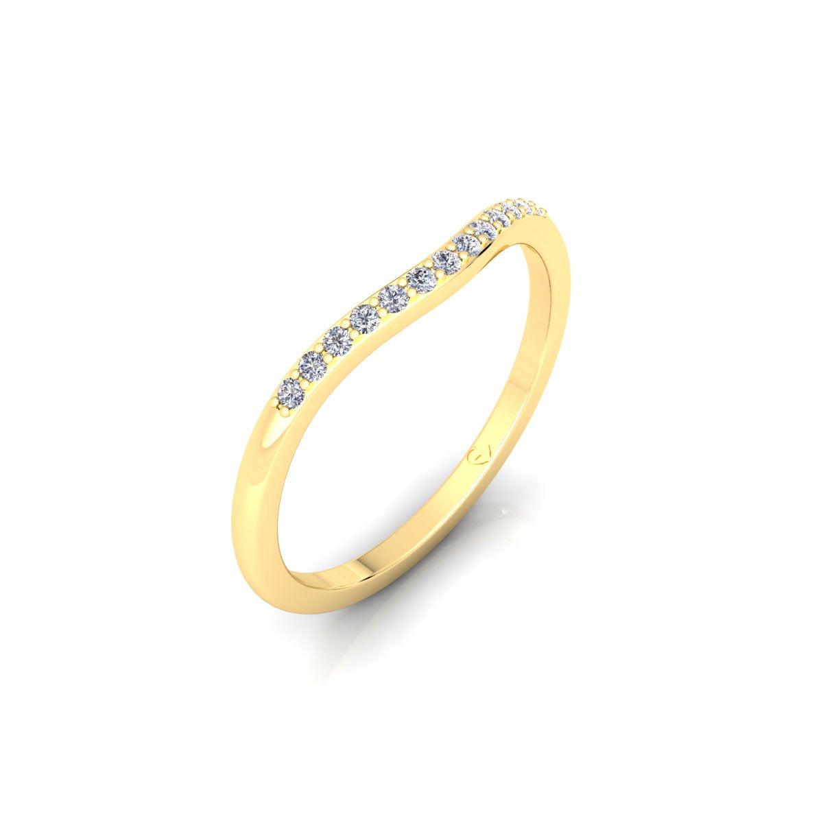 Lab Grown Diamond Curved Minimalist 14K White Gold Eternity Wedding Band