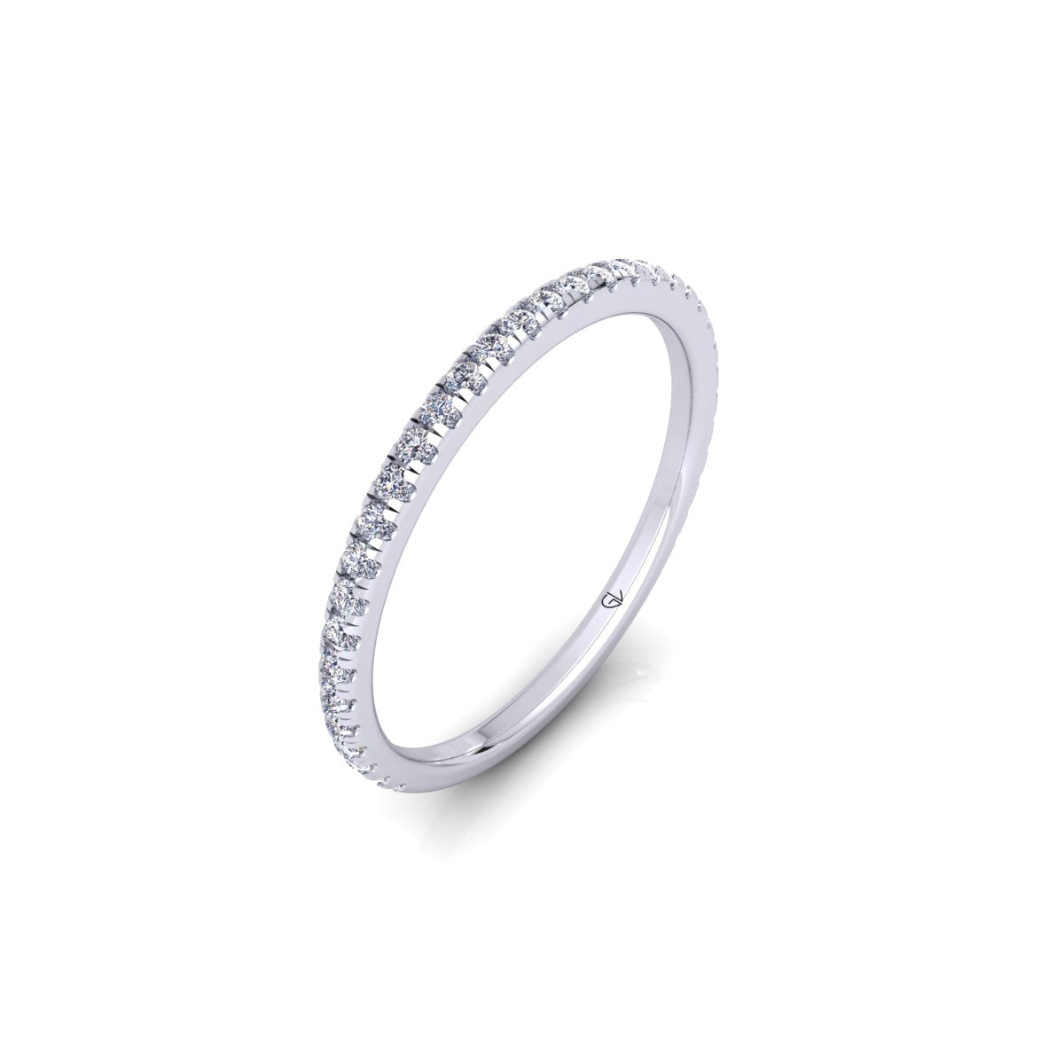 Lab Grown Diamond Half Eternity Minimalist 14K White Gold Wedding Band