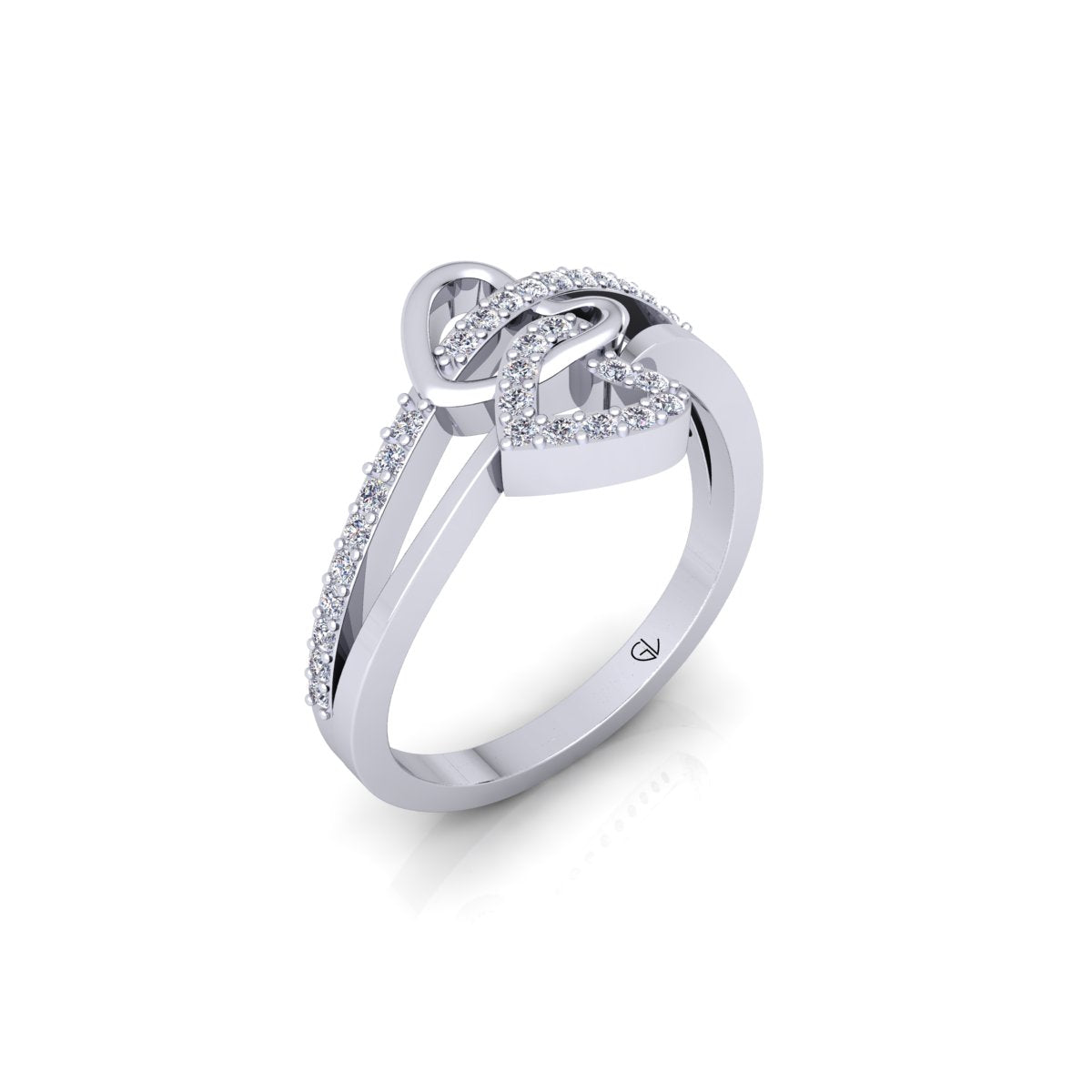 Lab Grown Diamond Heart Shape Split Shank 14K White Gold Wedding Ring