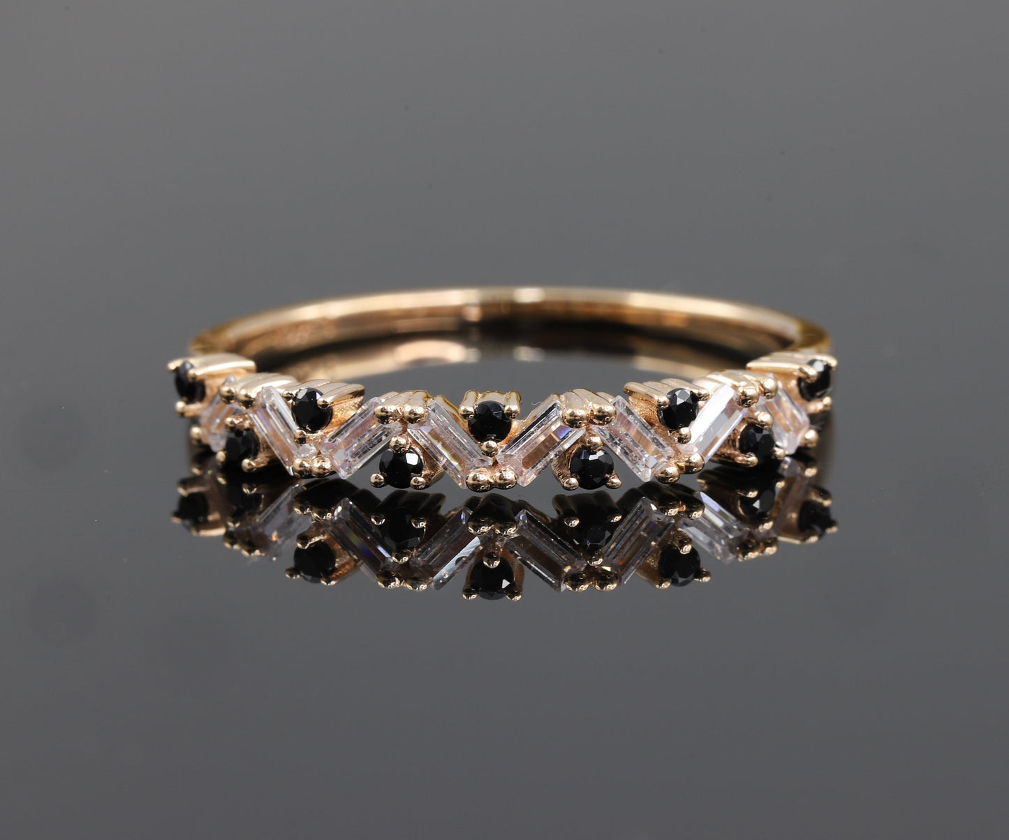 Vintage Half Eternity Alternating Moissanite Diamond Band