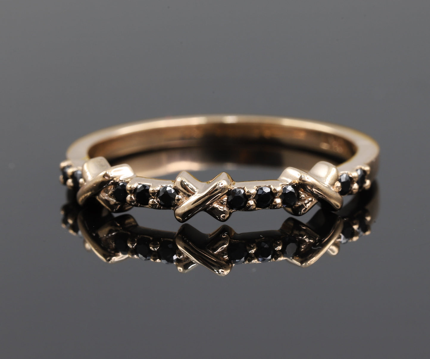 XO Half Eternity Black Moissanite Diamond Wedding Band