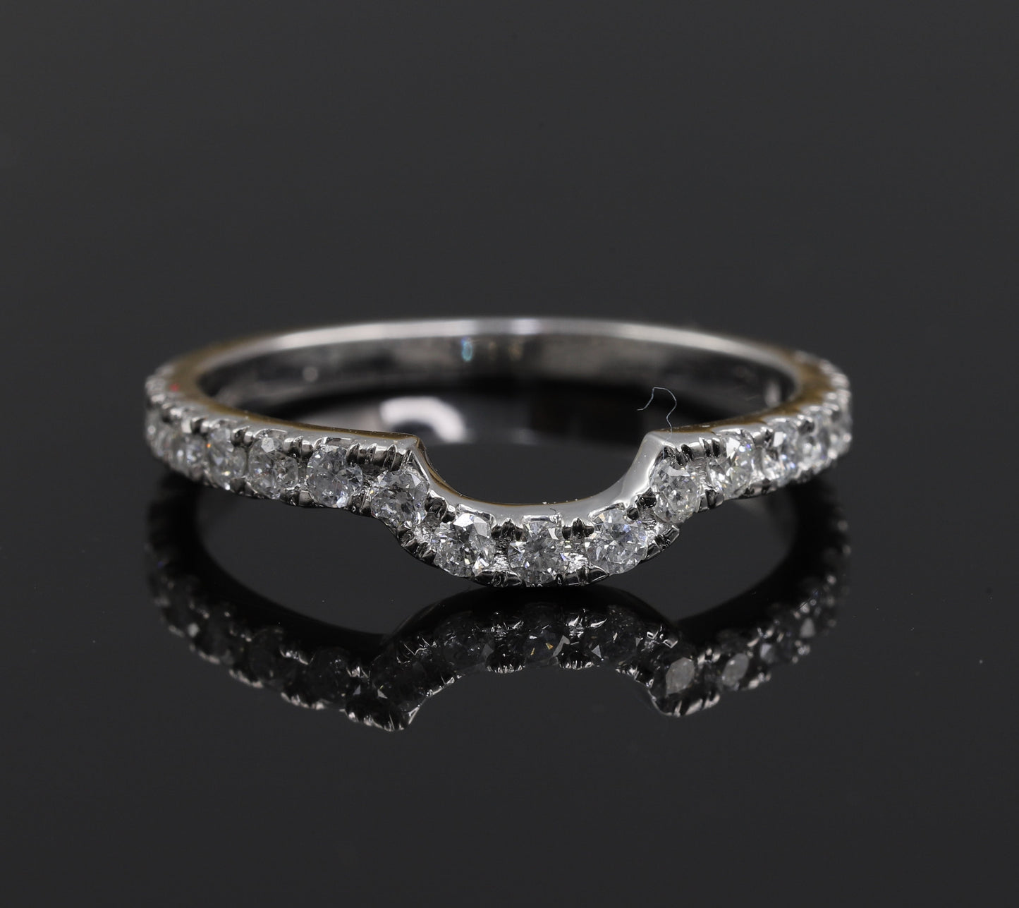 Curved Half Eternity Moissanite Diamond Wedding Band