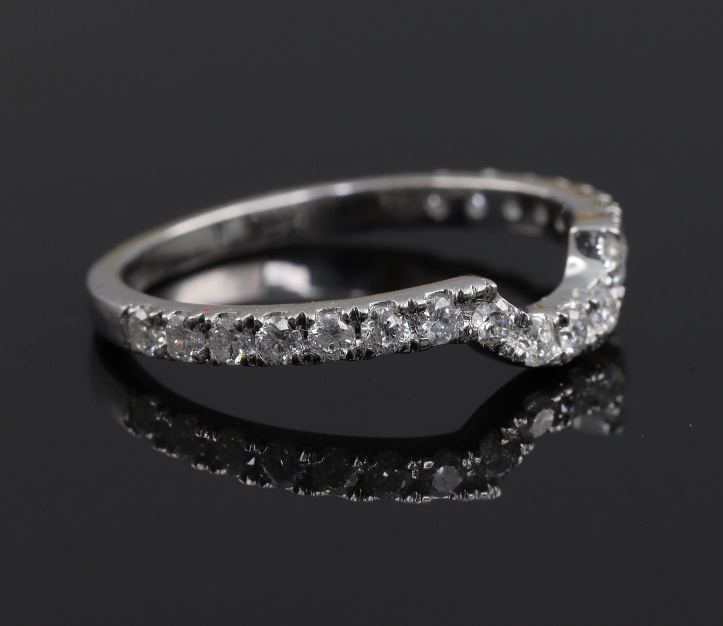Curved Half Eternity Moissanite Diamond Wedding Band