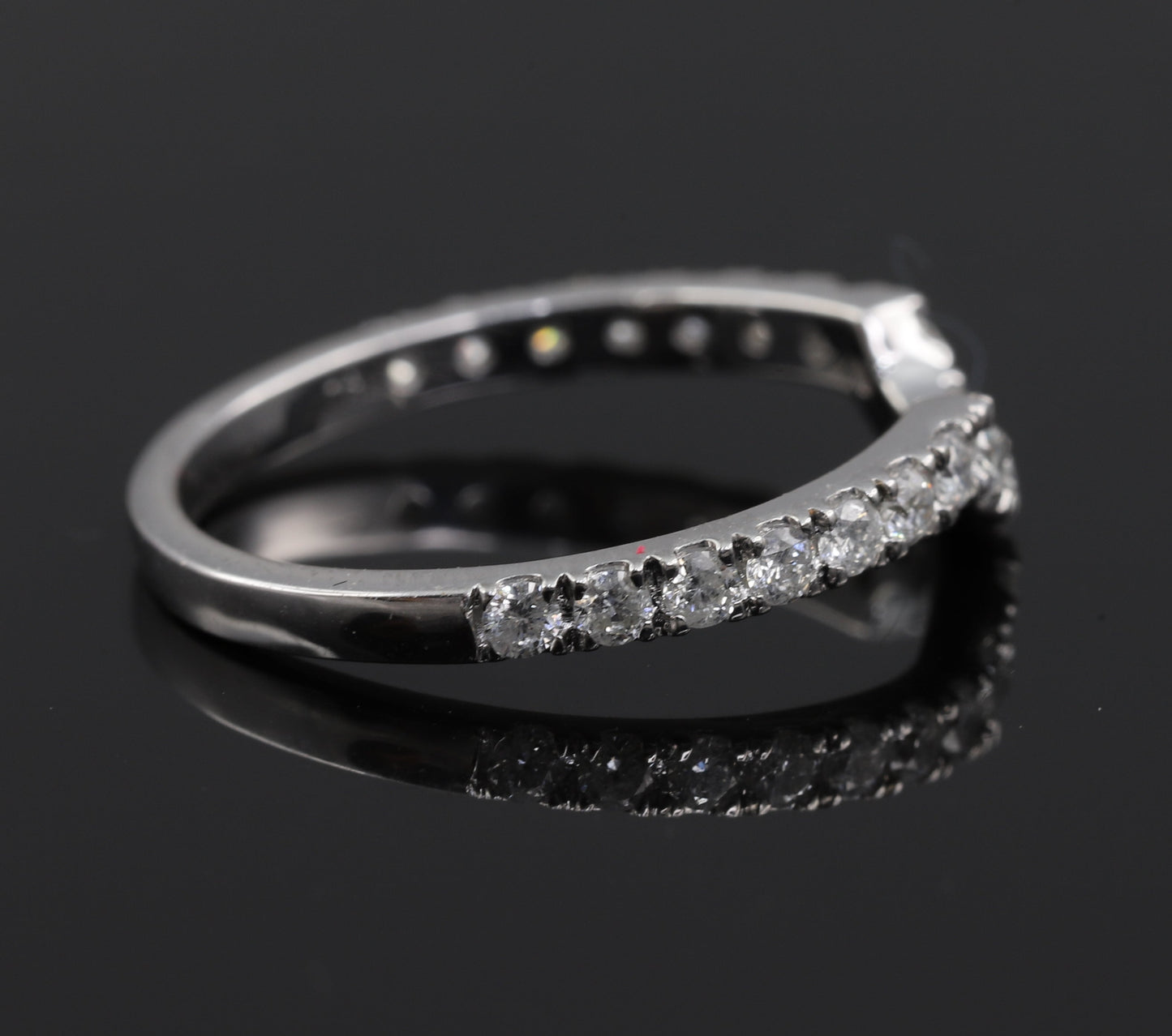 Curved Half Eternity Moissanite Diamond Wedding Band