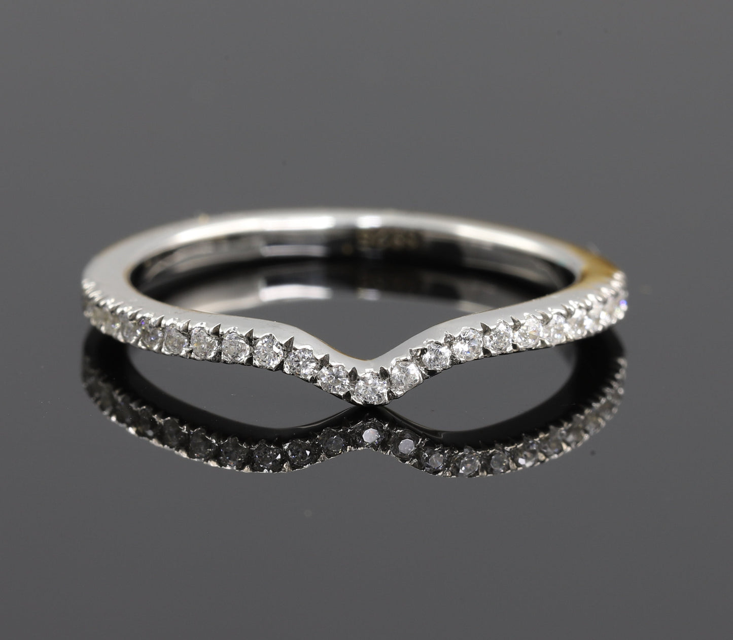 Curved Half Eternity Moissanite Wedding Band