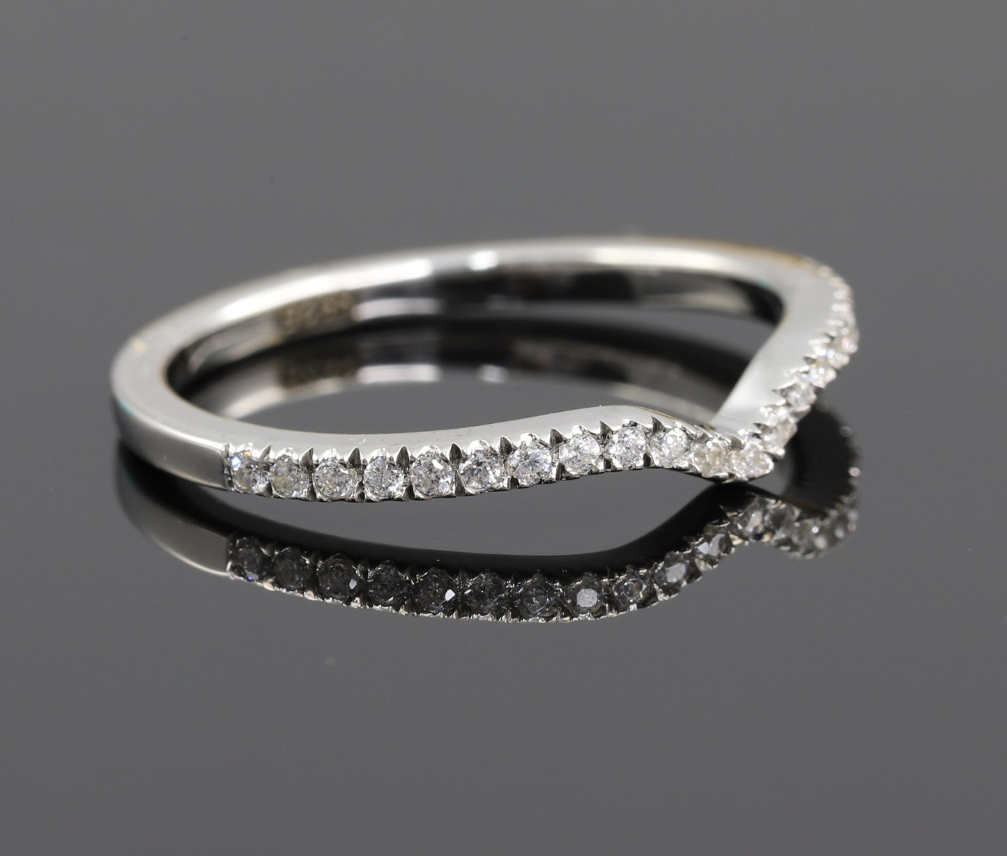 Curved Half Eternity Moissanite Wedding Band