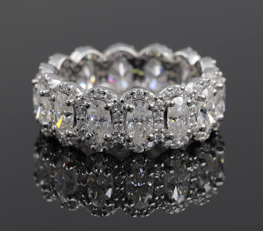 Full Eternity Oval Halo Moissanite Wedding Band