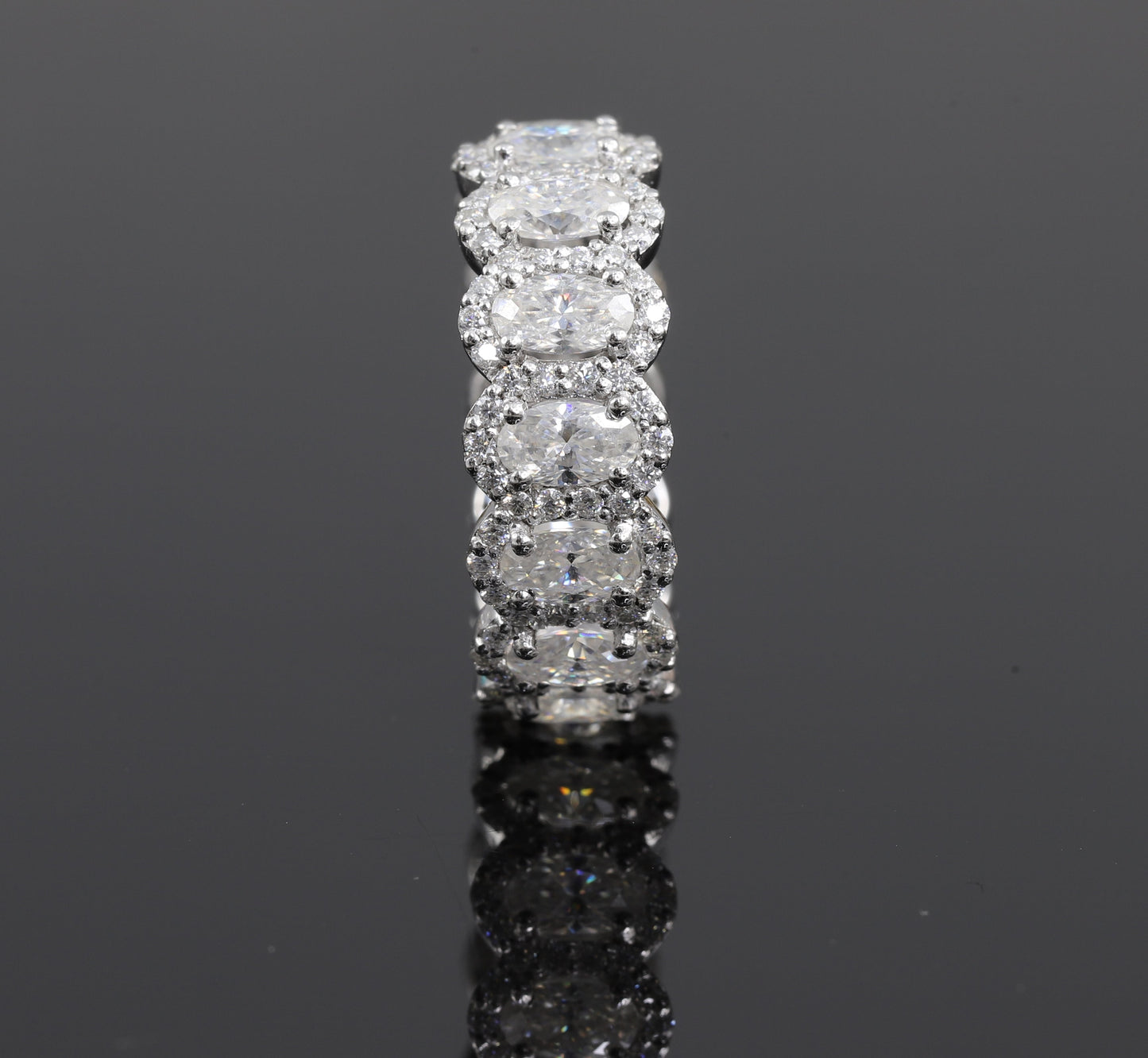 Full Eternity Oval Halo Moissanite Wedding Band