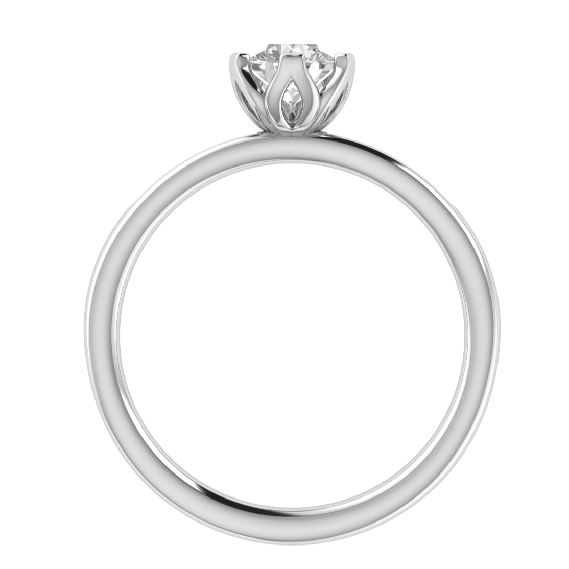Solitaire With Accent Round Cut Moissanite Engagement Ring