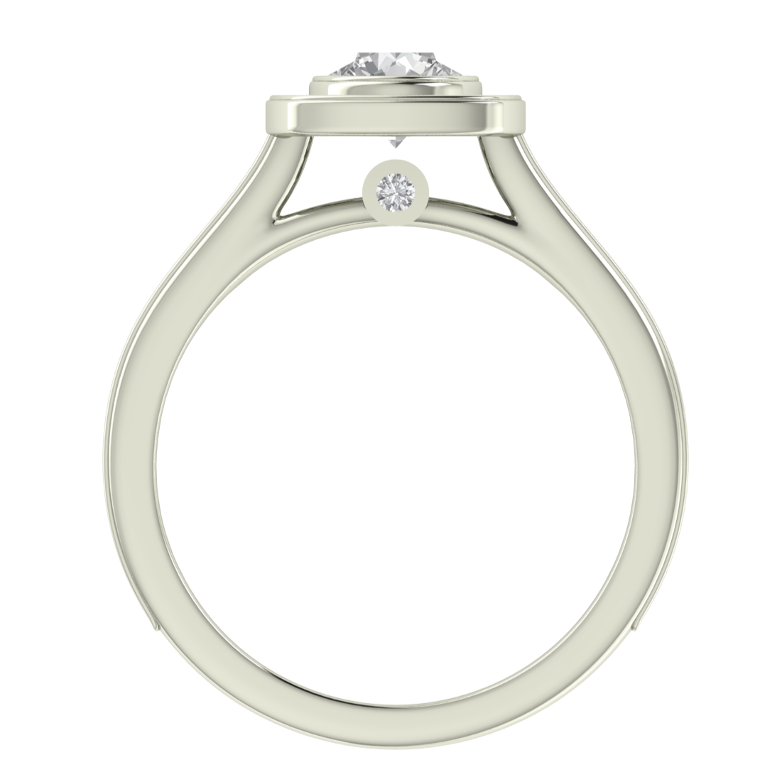 Bezel Set Halo Round Cut Moissanite Engagement Ring