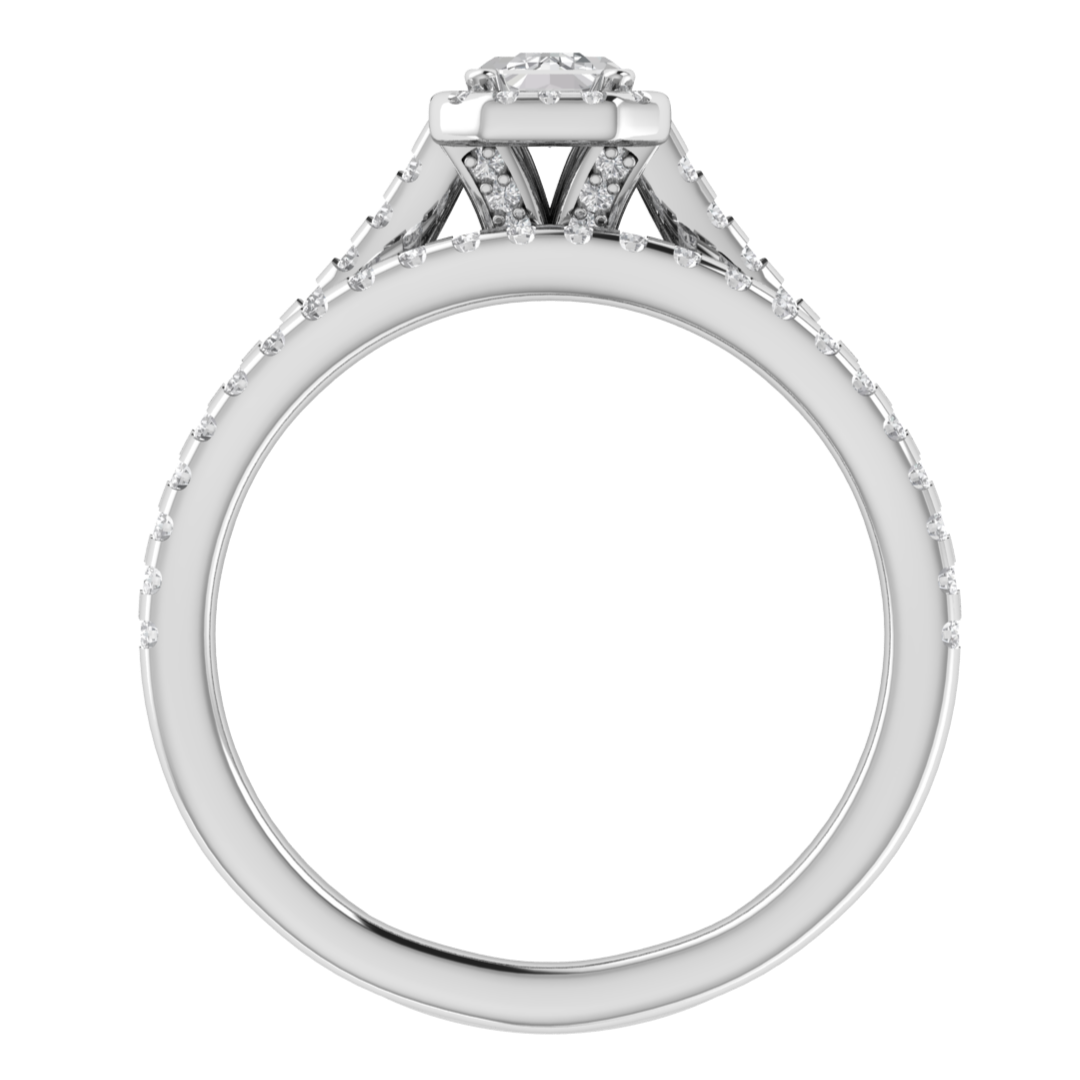 Emerald Cut Moissanite Bridal Ring Set 14K White Gold  Ring