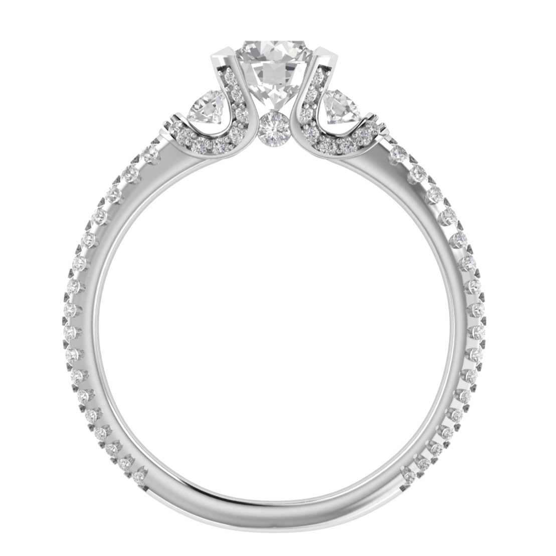Vintage Style Three Stone Moissainte Engagement Ring