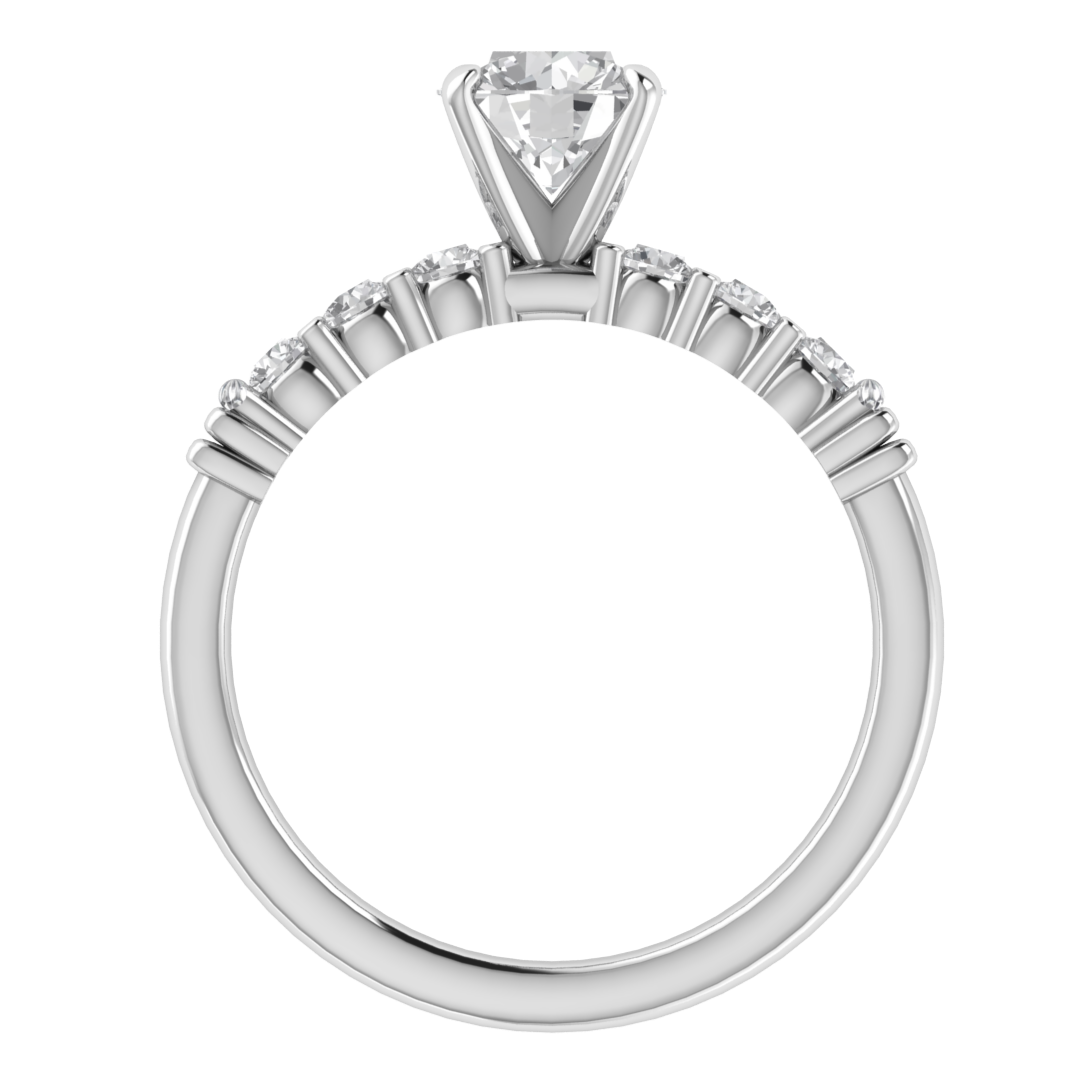 Vintage Inspired Solitaire With Accent Moissanite Engagement Ring