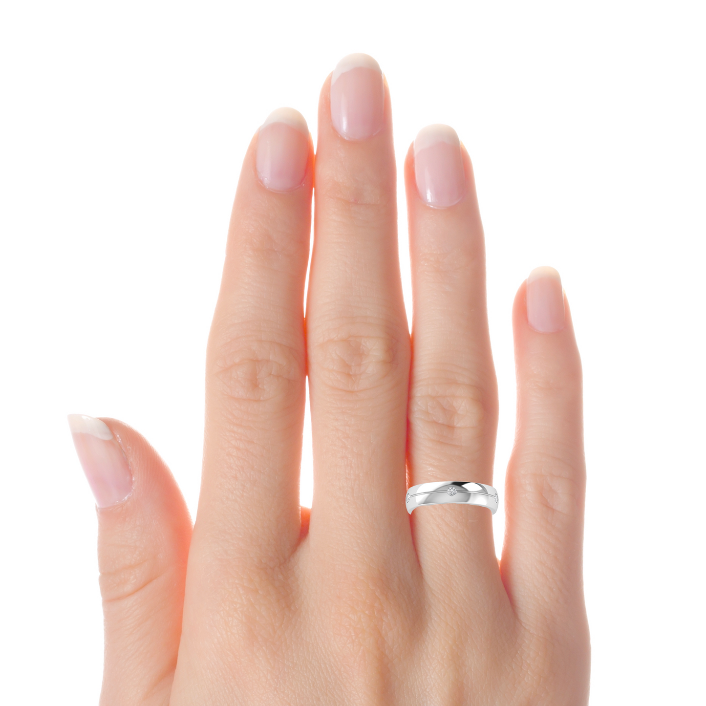 Three Stone Flush Setting Round Cut Moissanite Men's Band