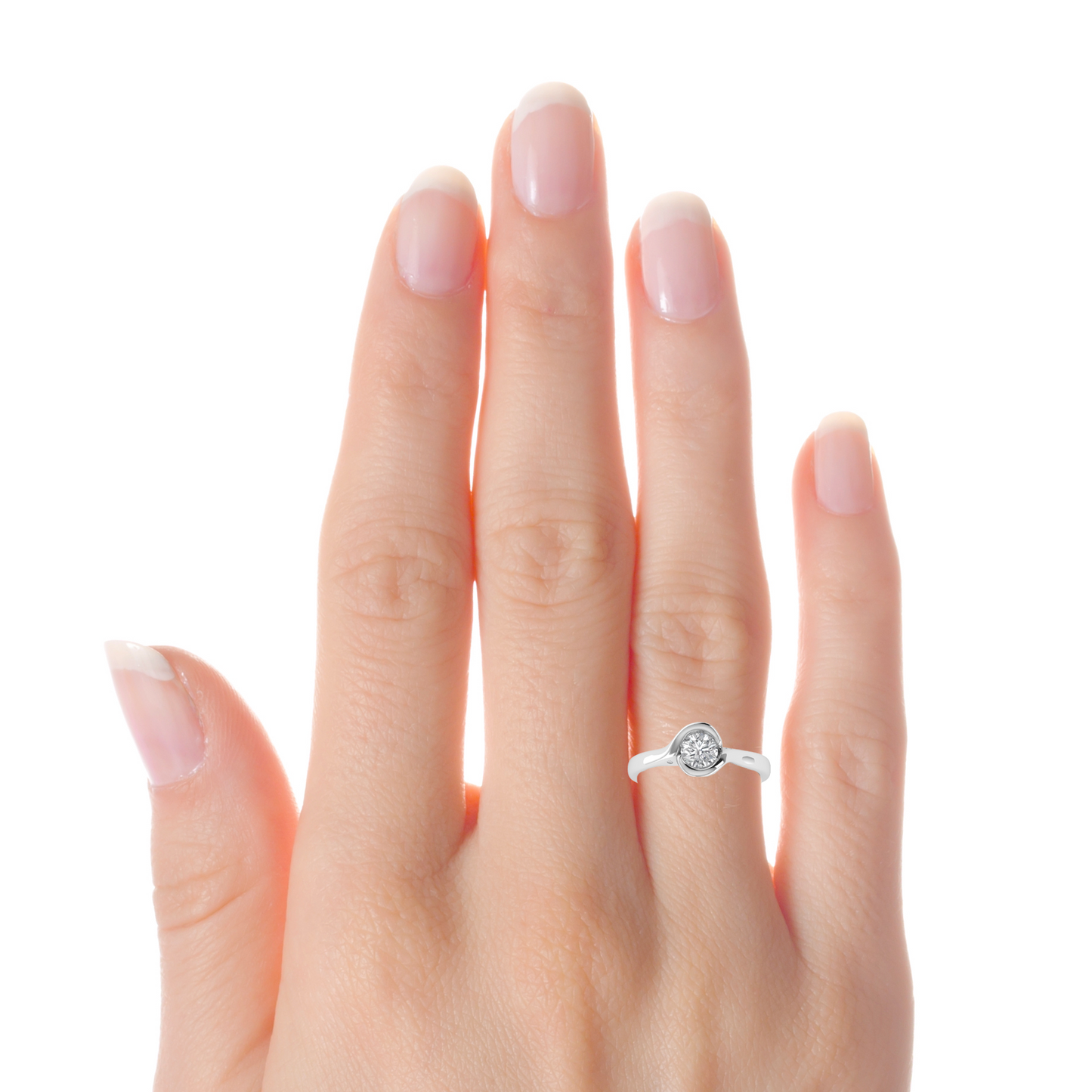 Bezel Set Solitaire Round Cut Moissanite Engagement Ring