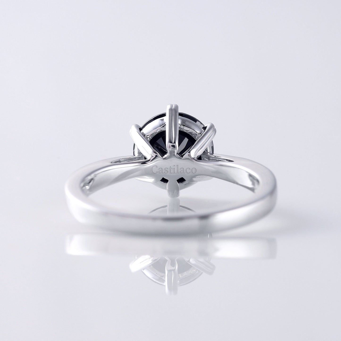 2.50 CT Round Cut Black Moissanite 18K White Gold Engagement Ring