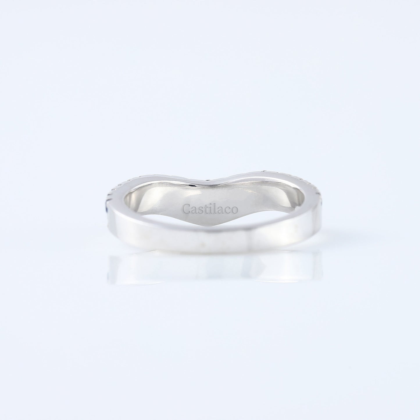Curved Round and Sapphire Diamond Wedding Band