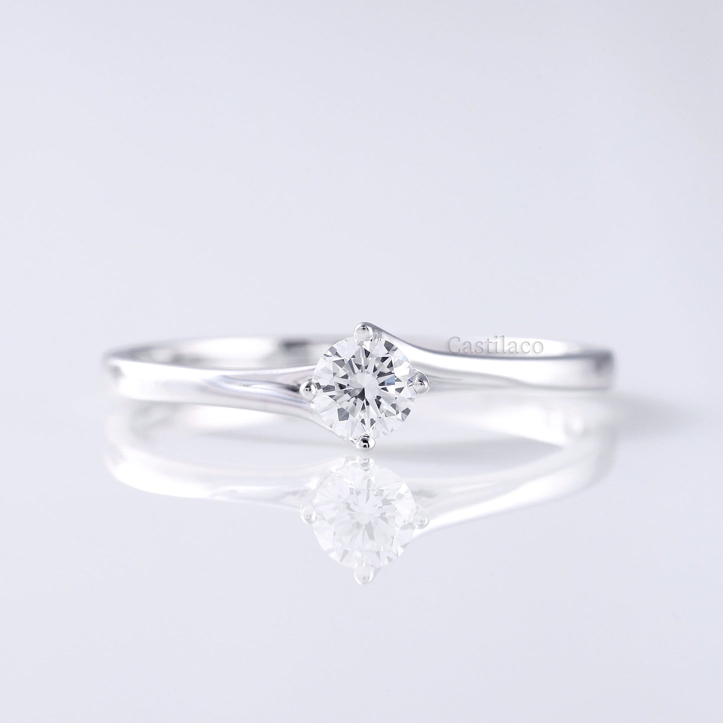 1 CT Round Colorless Moissanite Diamond 18K White Gold Engagement Ring
