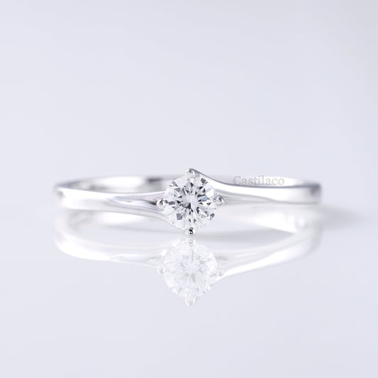 1 CT Round Colorless Moissanite Diamond 18K White Gold Engagement Ring