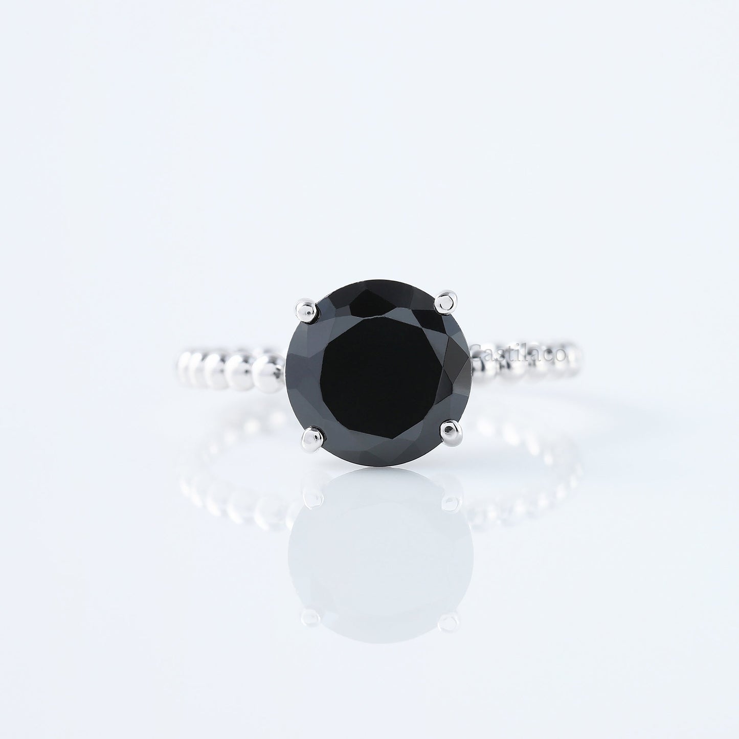 Black Moissanite Diamond Bubble Setting Band Engagement Ring