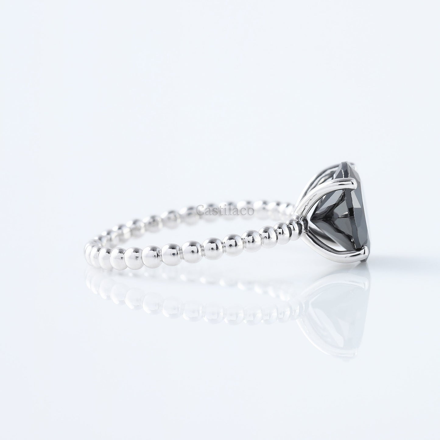 Black Moissanite Diamond Bubble Setting Band Engagement Ring