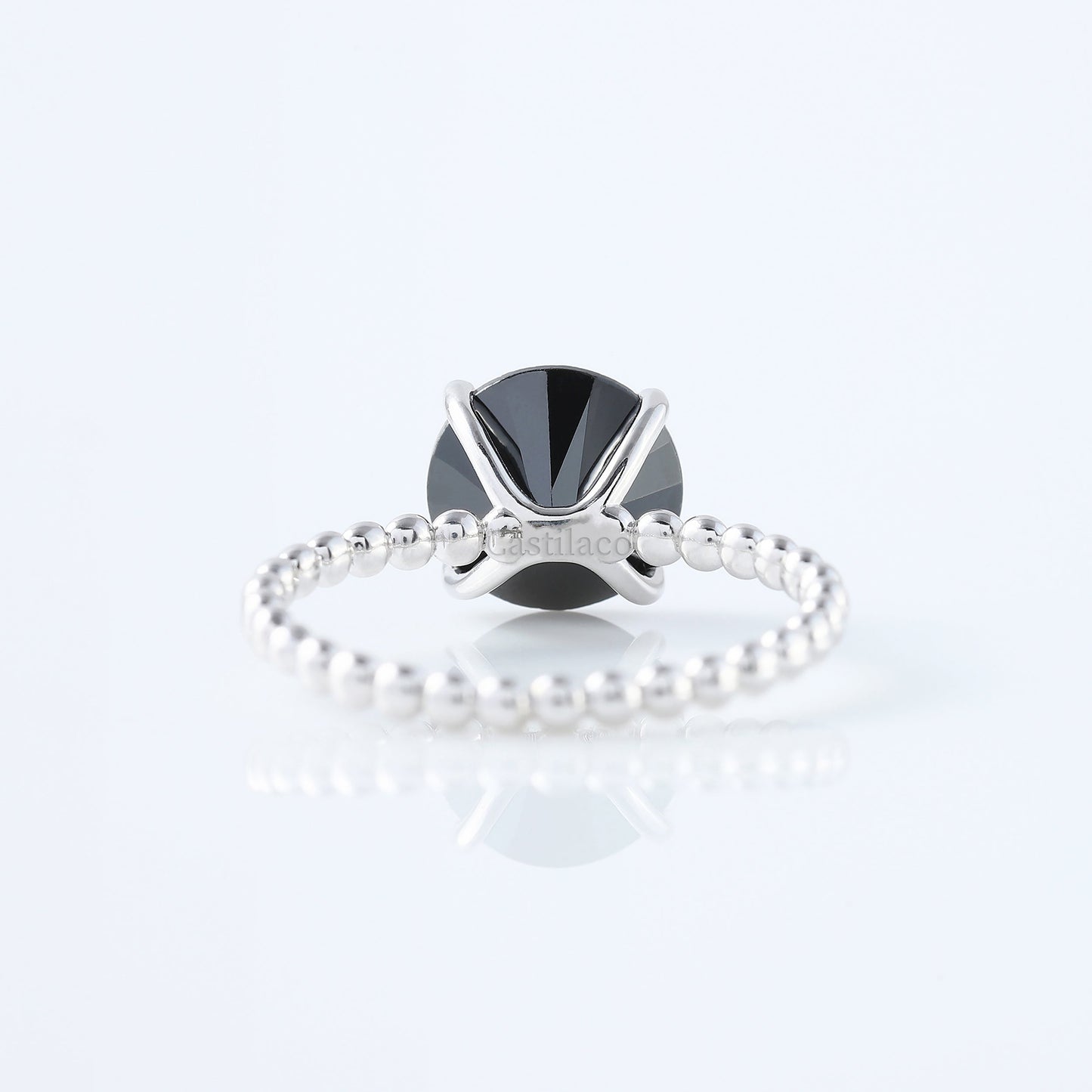 Black Moissanite Diamond Bubble Setting Band Engagement Ring