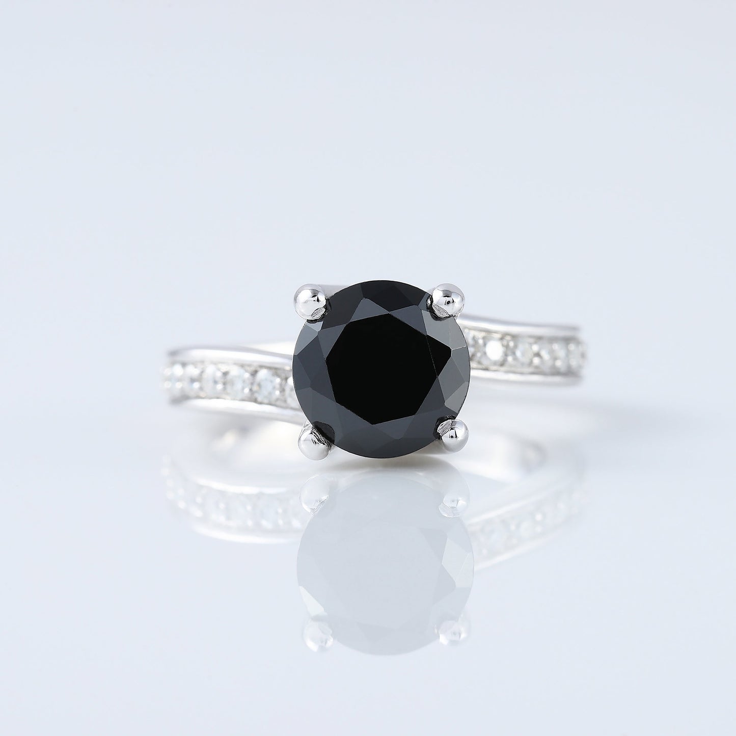 Black Moissanite Diamond Twisted Shank Engagement Ring