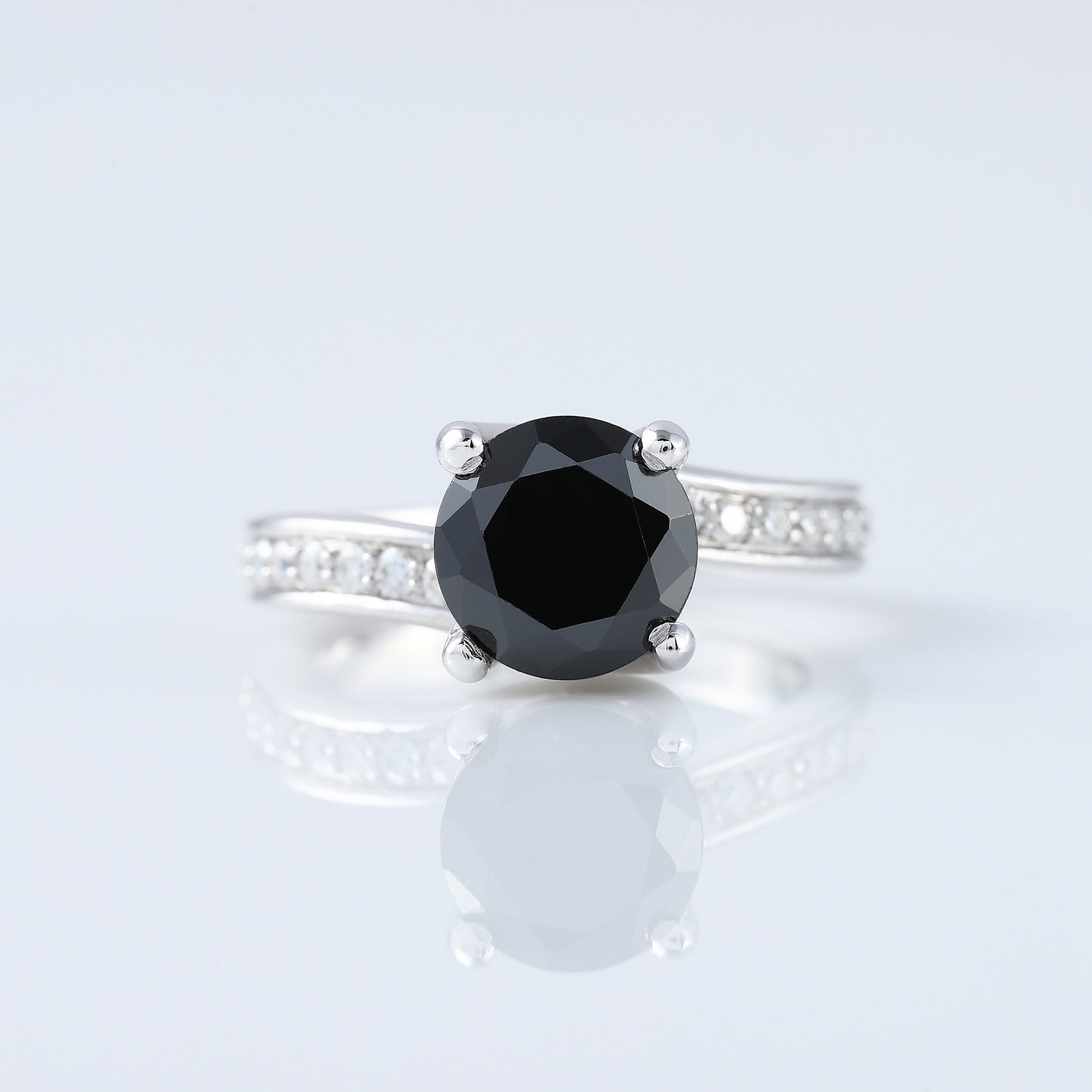 Black Moissanite Diamond Twisted Shank Engagement Ring