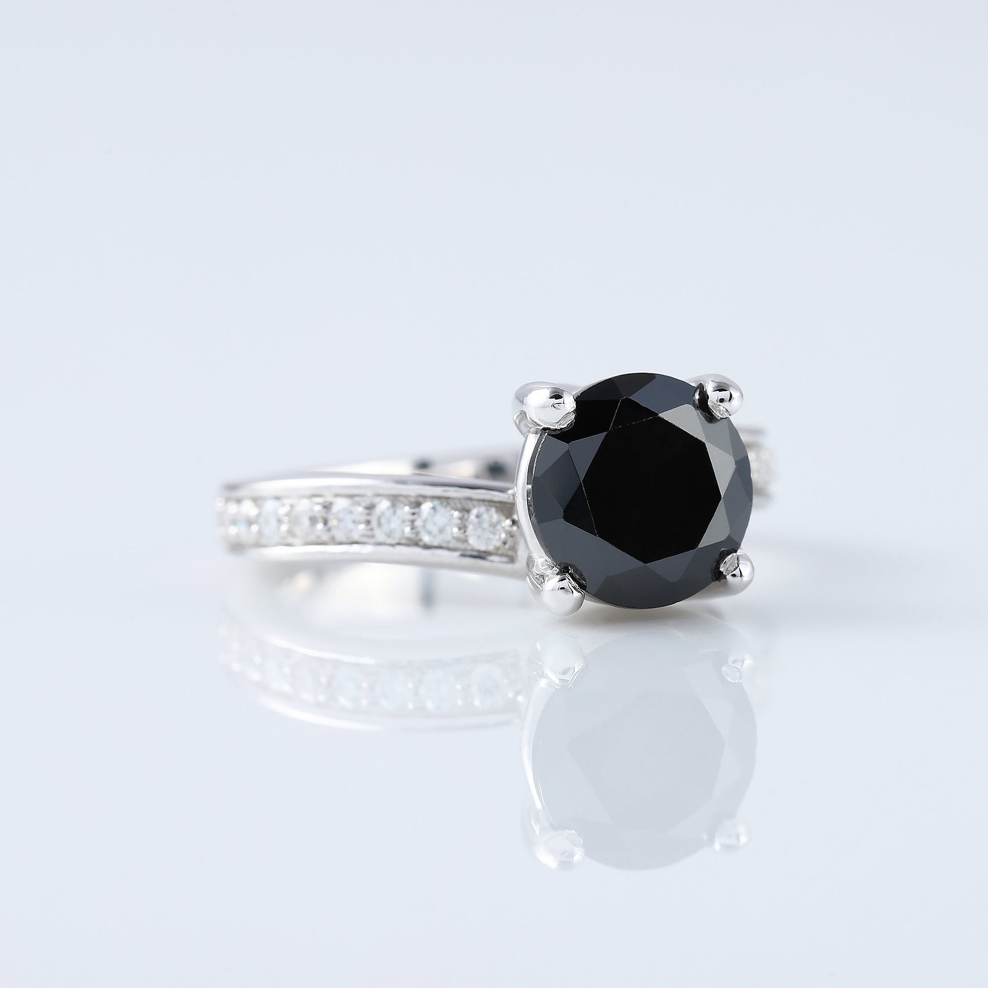 Black Moissanite Diamond Twisted Shank Engagement Ring
