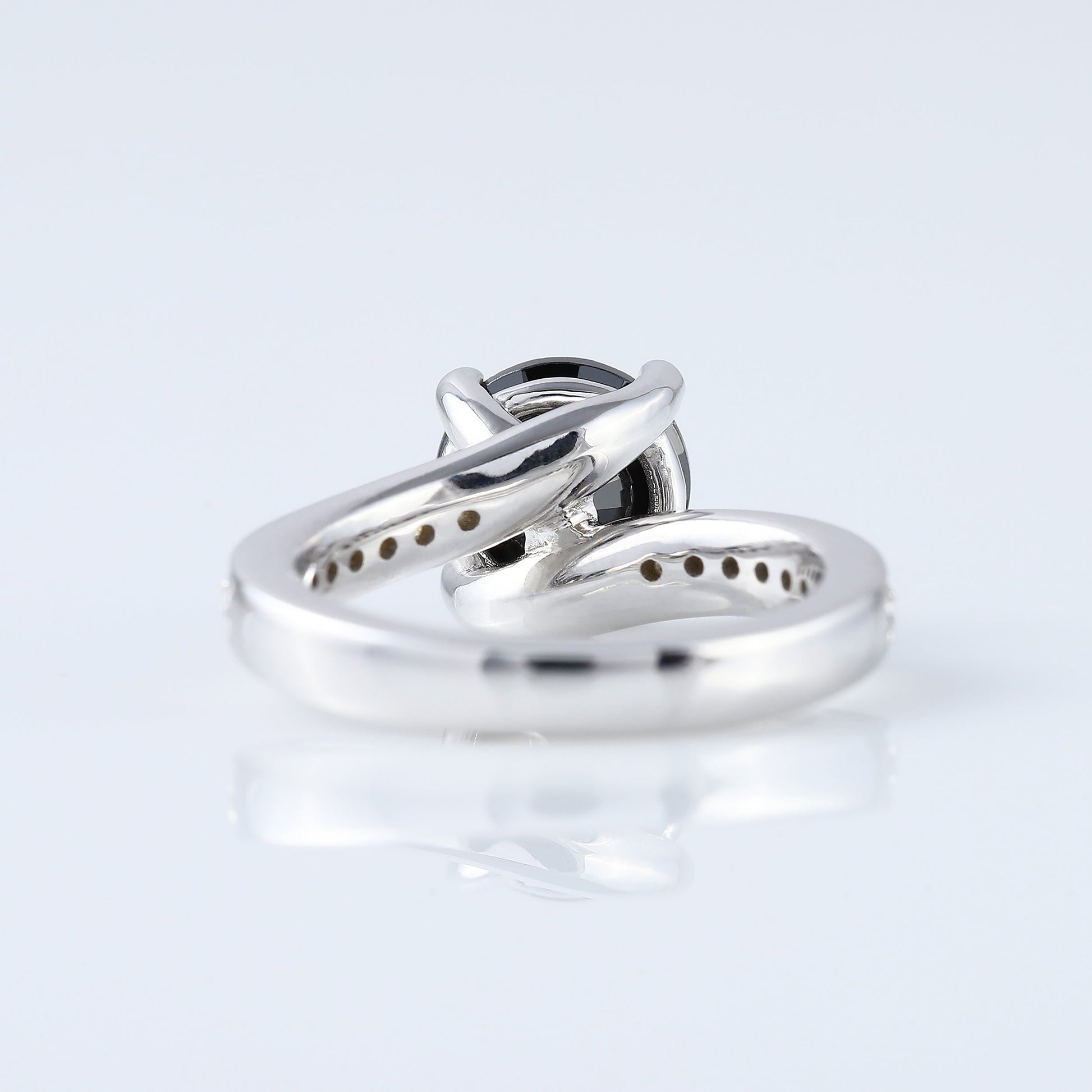 Black Moissanite Diamond Twisted Shank Engagement Ring