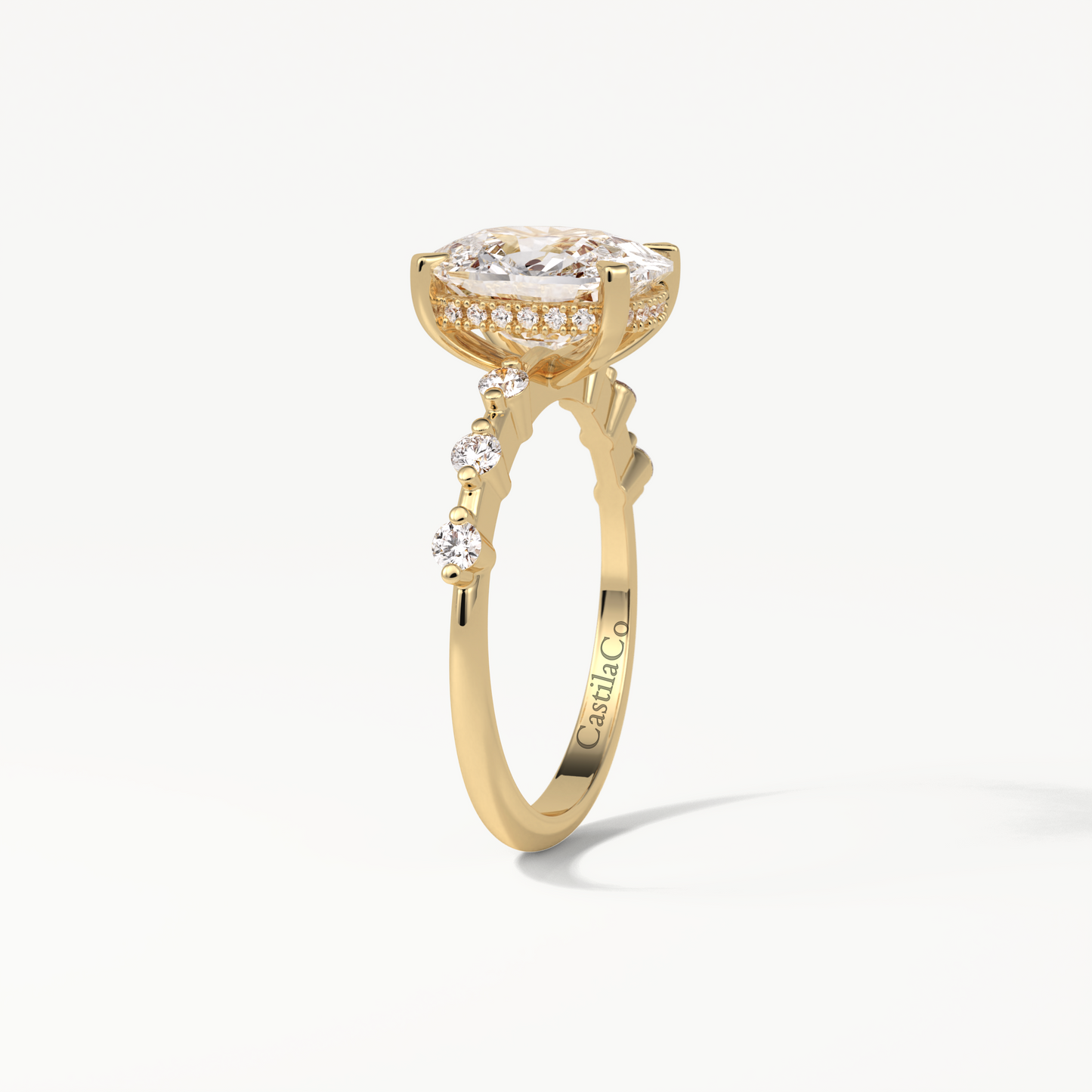 GIA Certified Elongated Rectangular Cushion Cut Lab Grown Diamond Wedding Engagement 14K Yellow Gold Ring