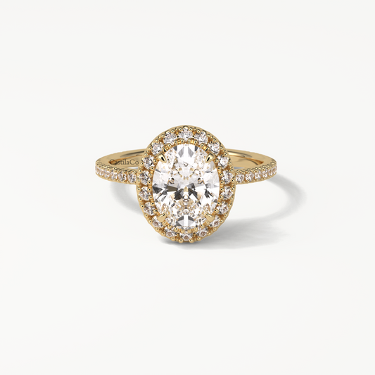 GIA Certified Oval Cut Lab Grown Diamond Engagement 14K Yellow Gold Ring