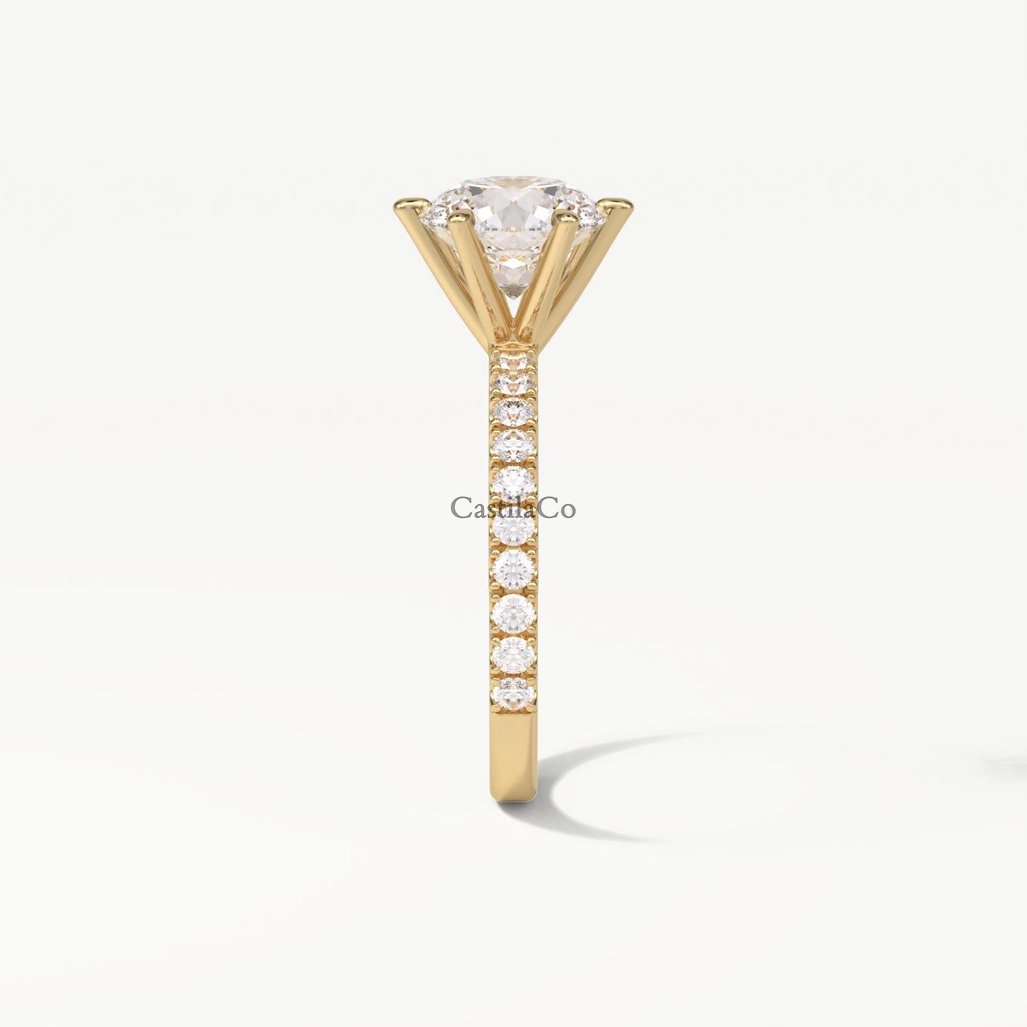 3 CT IGI Certified Round Cut Lab Grown Diamond 14K Yellow Gold Engagement Ring