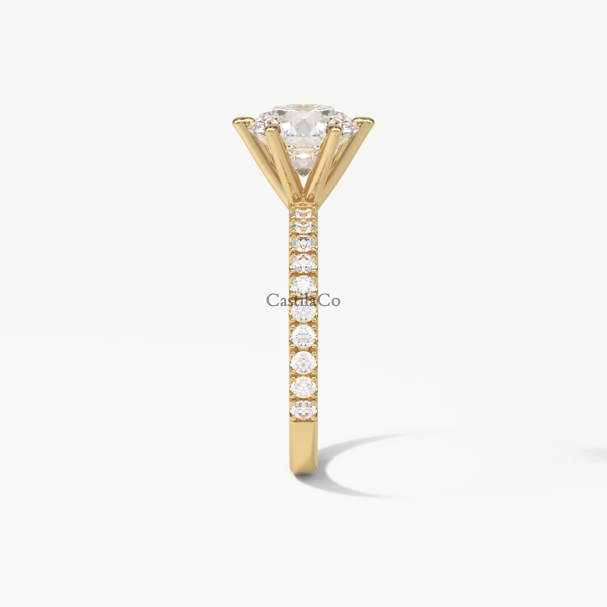3 CT IGI Certified Round Cut Lab Grown Diamond 14K Yellow Gold Engagement Ring