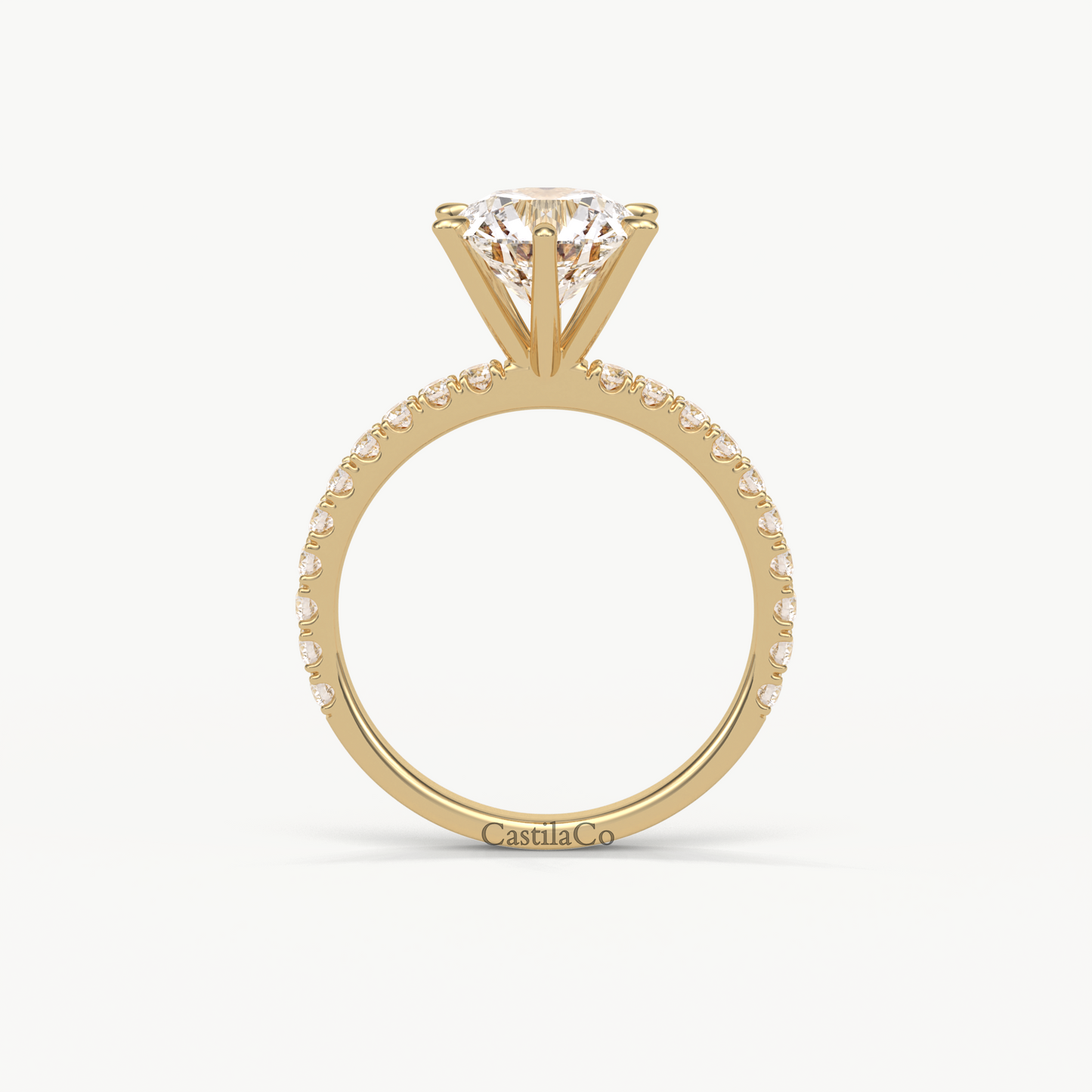 3 CT IGI Certified Round Cut Lab Grown Diamond 14K Yellow Gold Engagement Ring
