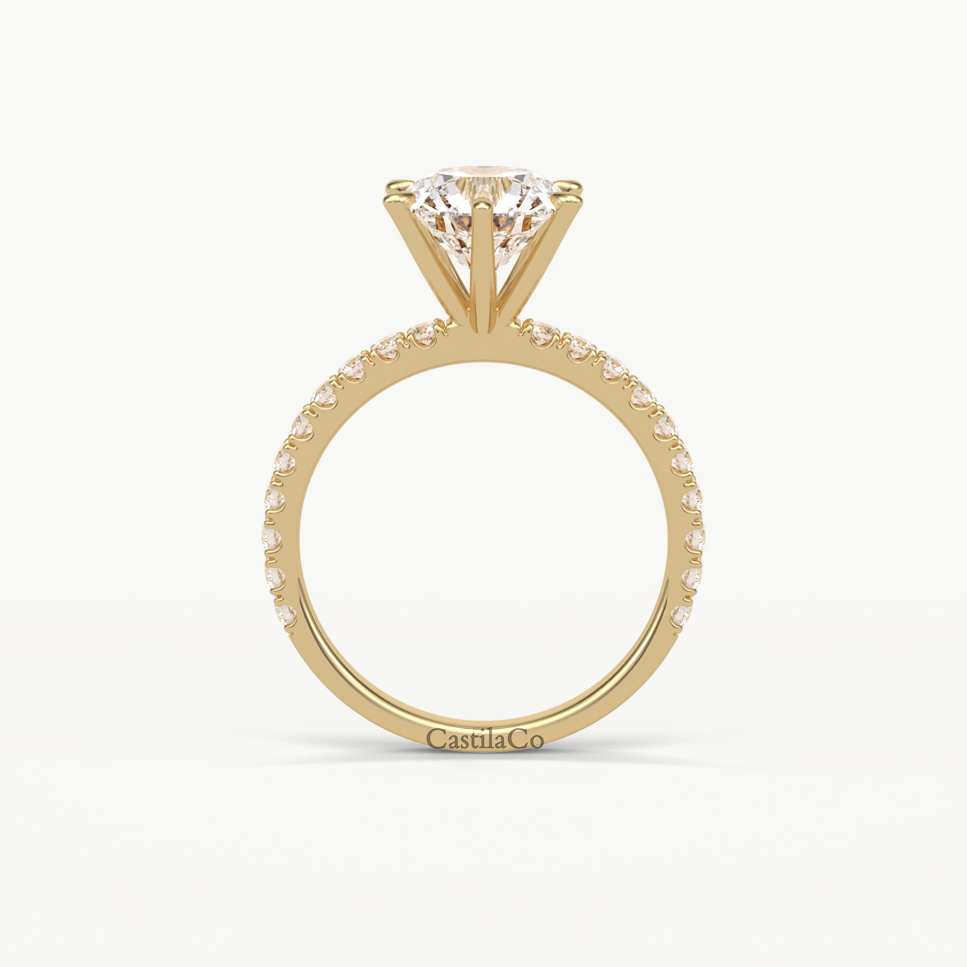 3 CT IGI Certified Round Cut Lab Grown Diamond 14K Yellow Gold Engagement Ring