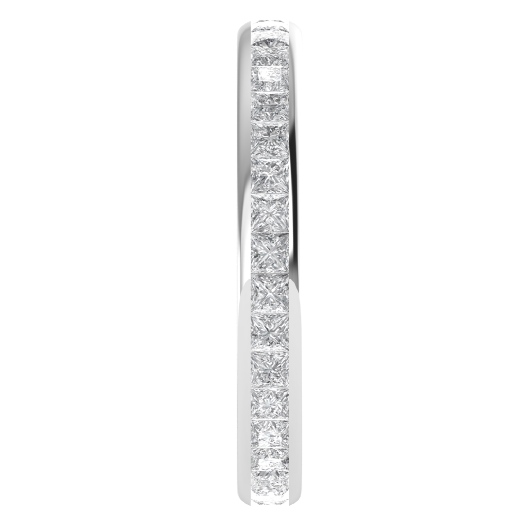 Full Eternity Channel Set Princess Cut Moissanite Wedding Band