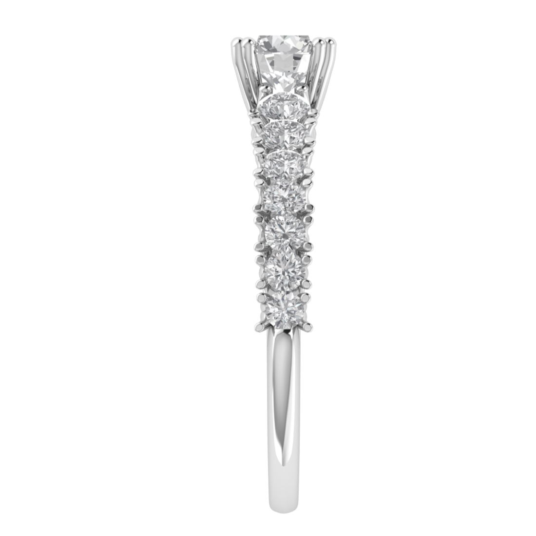Lab Grown Diamond Solitaire With Accent 14K White Gold Wedding Ring