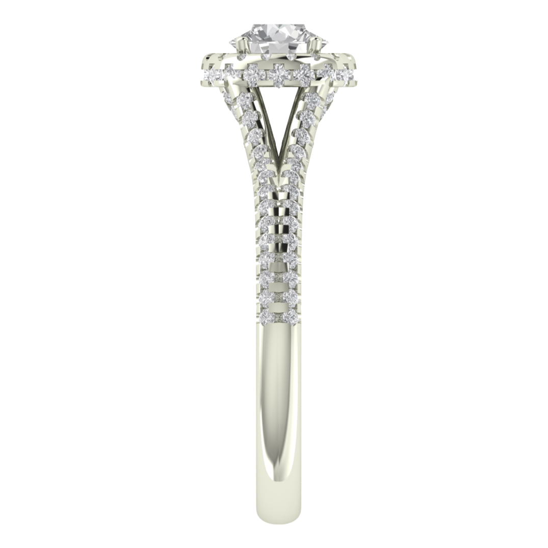 Vintage Inspired Halo Round Cut Moissanite Engagement Ring
