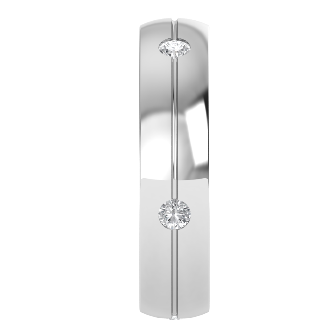 Lab Grown Diamond Three Stone 14K White Gold Wedding Band