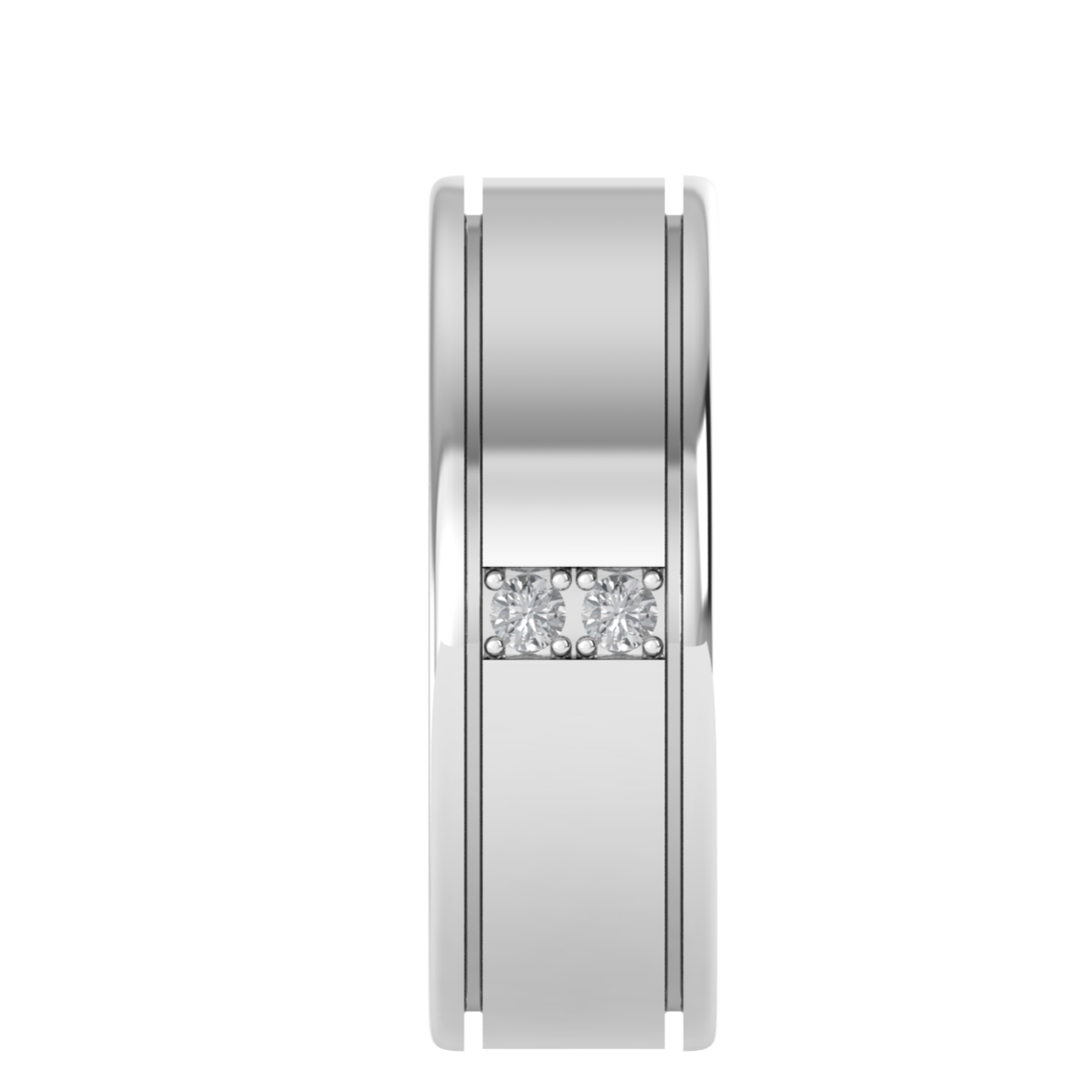 Lab Grown Diamond Two Stone 14K White Gold Wedding Band