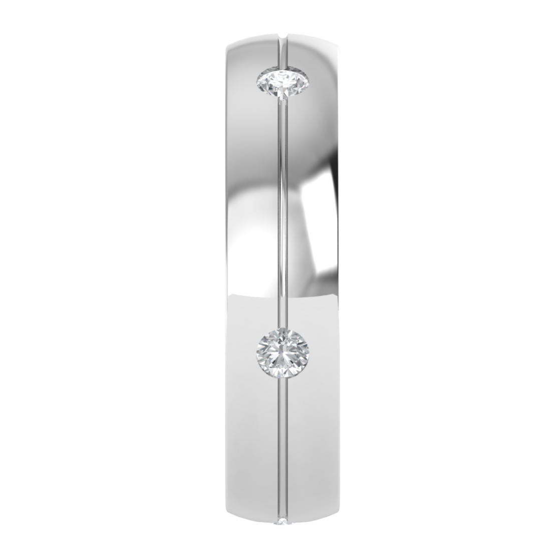 Three Stone Flush Setting Round Cut Moissanite Men's Band