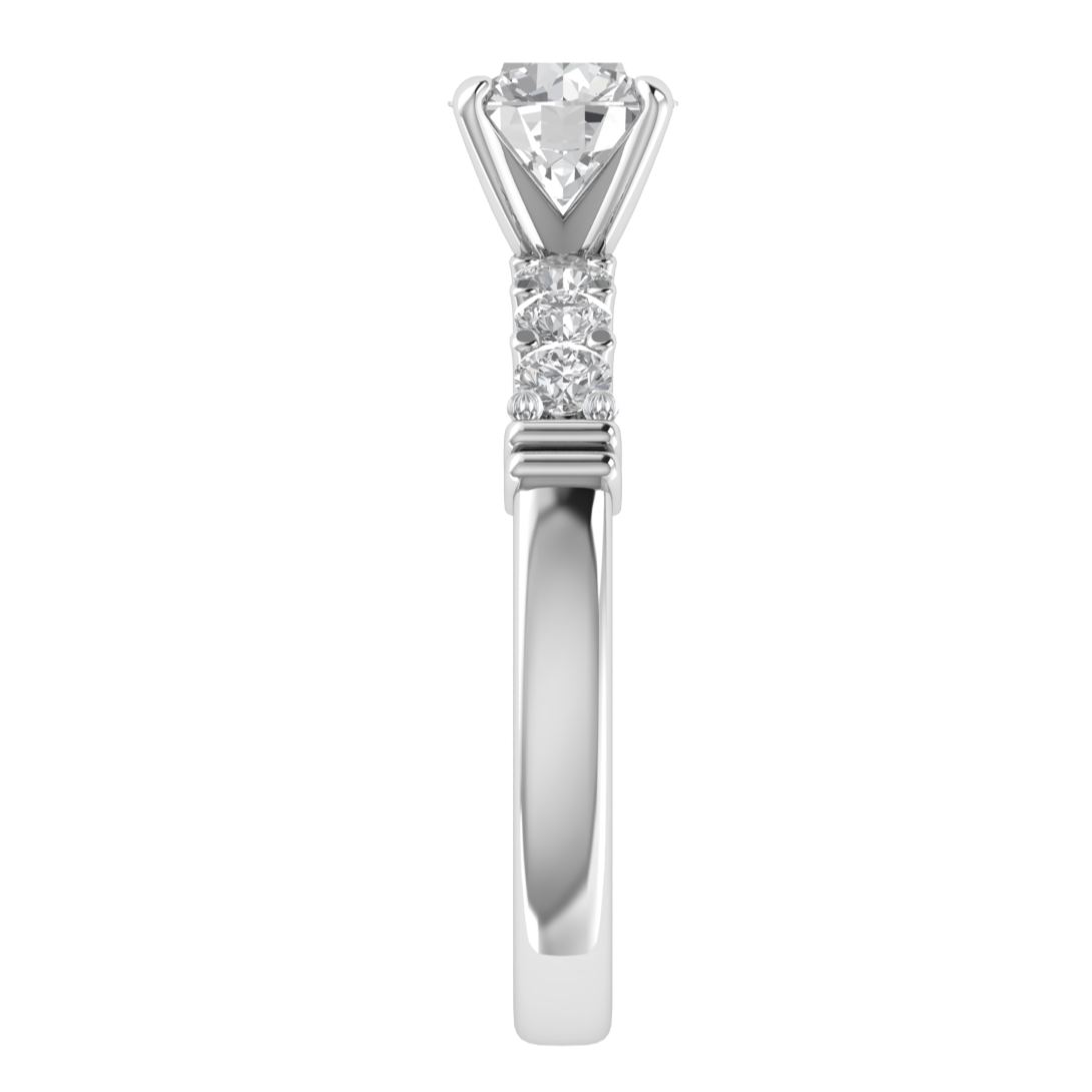 Vintage Inspired Solitaire With Accent Moissanite Engagement Ring