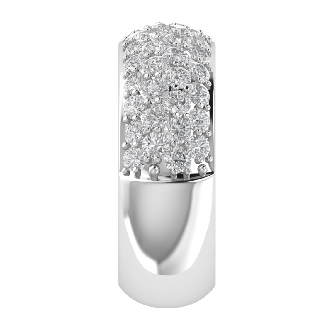 Cluster Round Cut Moissanite Half Eternity Band