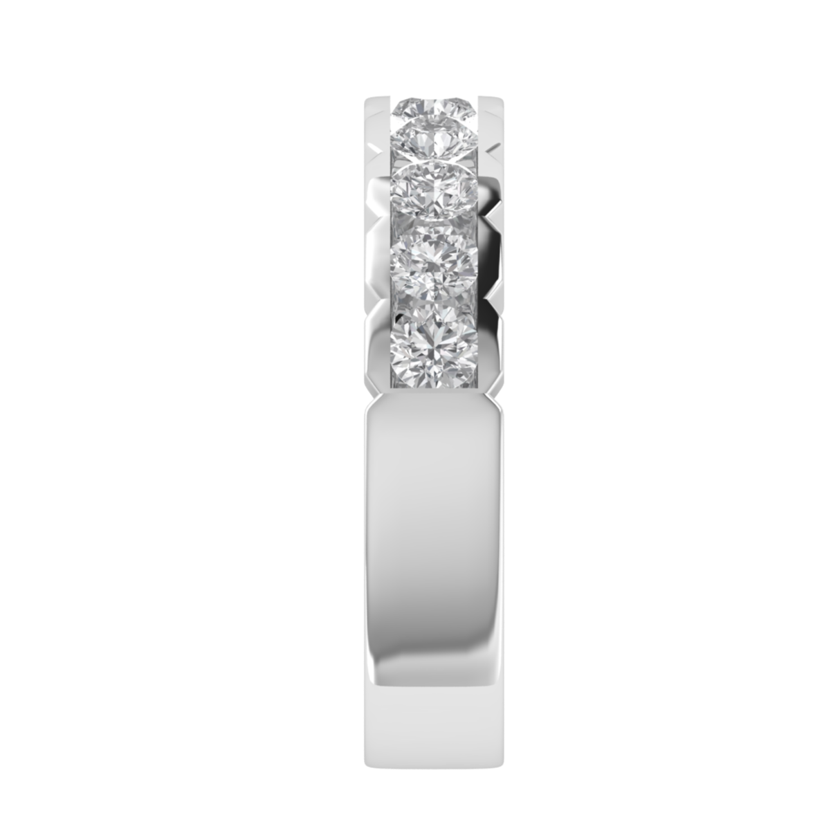 Vintage Channel Set Half Eternity Round Cut Moissanite Wedding Ring