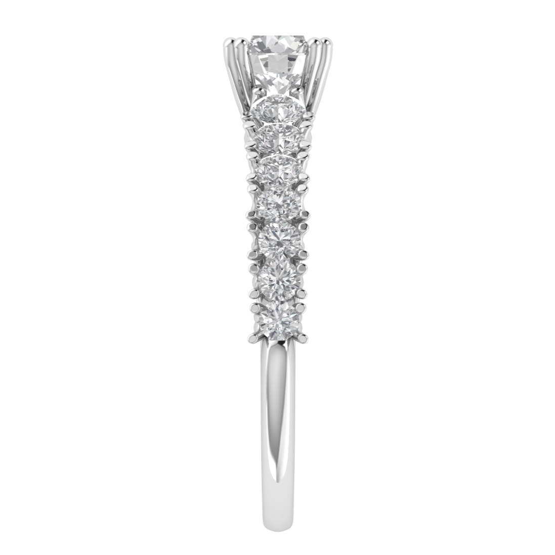 Solitaire With Accent Round Cut Moissanite Engagement Ring